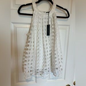 Romeo & Juliet White Embroidered Eyelet Halter Top w/lining.